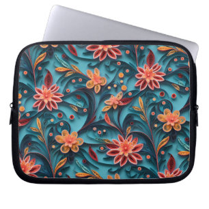 Housse Pour Ordinateur Portable Manche portable motif en papier floral transparent