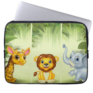 Housse Pour Ordinateur Portable Manche pour ordinateur portable Giraffe Lion Eleph