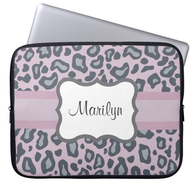 Housse Pour Ordinateur Portable Manches de bureau Leopard Lavande personnalisées (Devant)