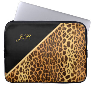 Housse Pour Ordinateur Portable Manches d'ordinateur portable noir et or Faux Leop