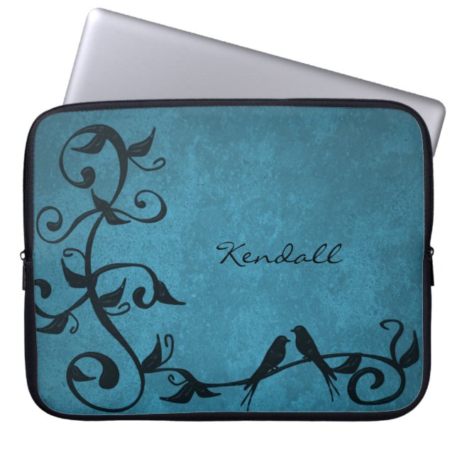 Housse Pour Ordinateur Portable Manches personnalisées Lovebirds bleu (Devant)