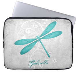 Housse Pour Ordinateur Portable Manches personnalisées turquoises Dragonfly