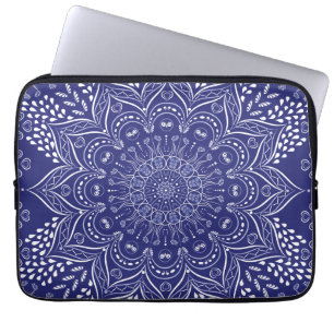 Housse Pour Ordinateur Portable Mandala bleu Indigo