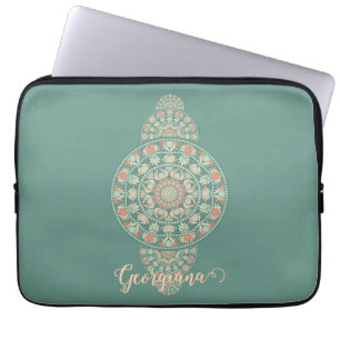 Housse Pour Ordinateur Portable Mandala Ornementale Rétro Sage & Sable customisé