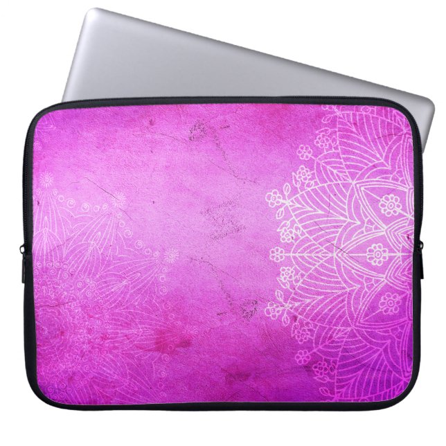 Housse Pour Ordinateur Portable Mandala rose design méditation zen (Devant)