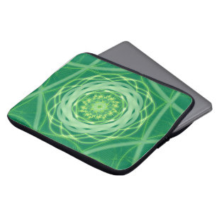 Housse Pour Ordinateur Portable Mandala Spirographe Vert Radieux