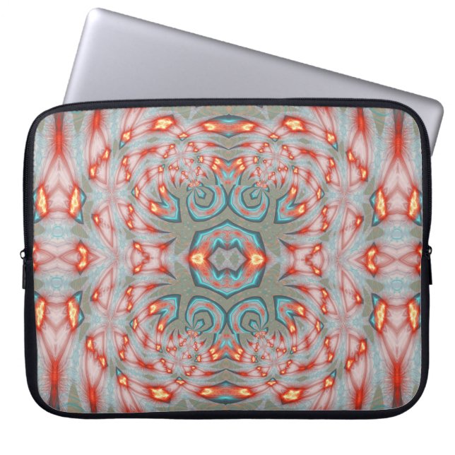 Housse Pour Ordinateur Portable Mandala turquoise Red Fire (Devant)