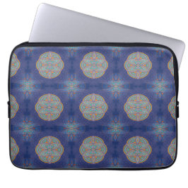 Housse Pour Ordinateur Portable Mandalas sur la conception de répétition bleu mari