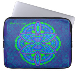 Housse Pour Ordinateur Portable Mandalas sur la conception de répétition bleu mari