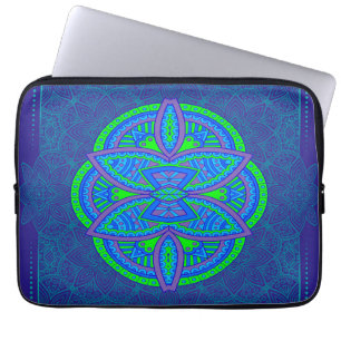 Housse Pour Ordinateur Portable Mandalas sur la conception de répétition bleu mari