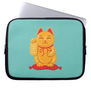 Housse Pour Ordinateur Portable Maneki Neko Chat d'or japonais, Symbole de richess