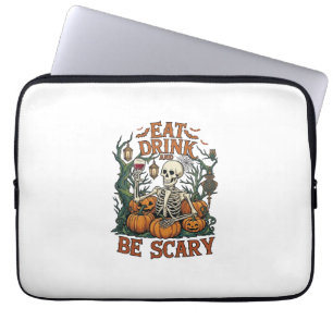 Housse Pour Ordinateur Portable Manger Boire Être Squelette Épouvantable Halloween
