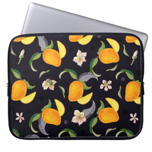 Housse Pour Ordinateur Portable Mango. Motif sans couture avec tropique jaune et r