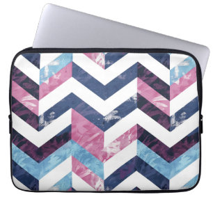 Housse Pour Ordinateur Portable Marbre blanc rose bleu Chevron