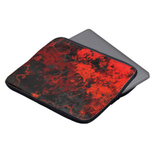 Housse Pour Ordinateur Portable Marbre rouge, noir et gris Abstrait
