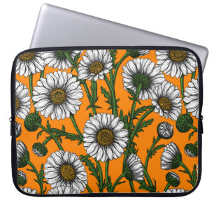 Housse Pour Ordinateur Portable Marguerites sur orange