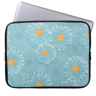 Housse Pour Ordinateur Portable Marguerites vintages : motif aux contours fleuris.
