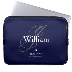 Housse Pour Ordinateur Portable Mariage Best Man Cadeau Monogramme Moderne Cool Ch