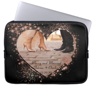 Housse Pour Ordinateur Portable Mariés & Joyeux Rose Doré Lumières Scintillantes P