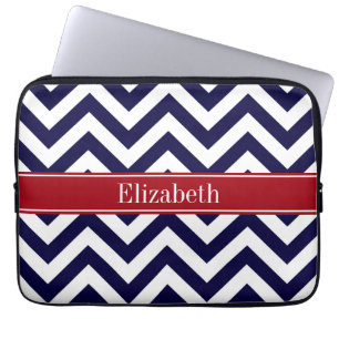 Housse Pour Ordinateur Portable Marine Lg Chevron Cranberry Quatrefoil Nom Monogra