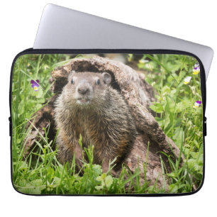 Housse Pour Ordinateur Portable Marmotte dans un tronc creux