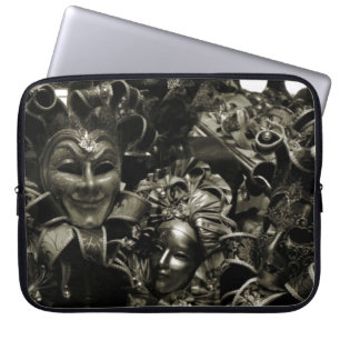 Housse Pour Ordinateur Portable Masques de bal masqué gothique noir et blanc