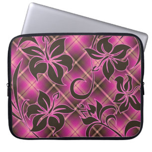 Housse Pour Ordinateur Portable Mauna Loa Hibiscus Hawaïen Plaid