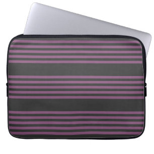 Housse Pour Ordinateur Portable Mauve violet et charbon de bois cinq bandes motif