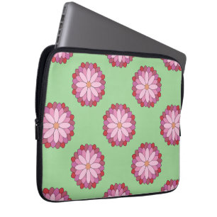 Housse Pour Ordinateur Portable Médaillon asiatique rose pastel Floral