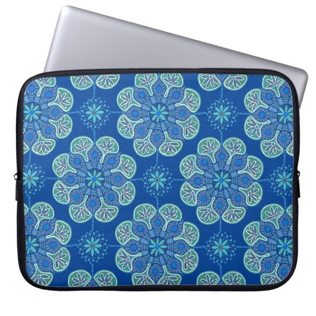 Housse Pour Ordinateur Portable Médaillons bleu Boho Sleeve pour ordinateur portab (Devant)