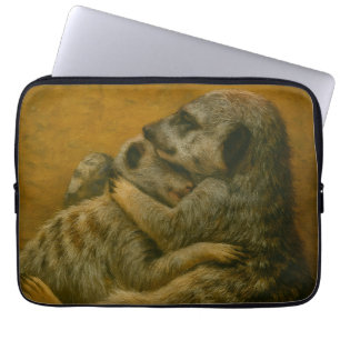 Housse Pour Ordinateur Portable Meerkat Embrace - Imprimerie d'art faunique