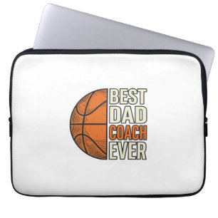 Housse Pour Ordinateur Portable Meilleur entraîneur de papa de basket-ball vintage