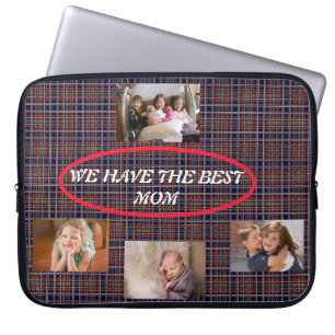 Housse Pour Ordinateur Portable Meilleure Maman Disposition de Photo Tartan Plaid