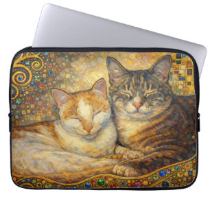 Housse Pour Ordinateur Portable Meilleurs amis de chat inspirés de Klimt