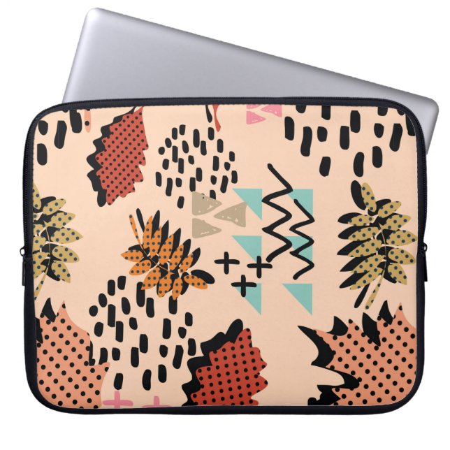 Housse Pour Ordinateur Portable Memphis automne feuillage et feuilles avec géomet (Devant)