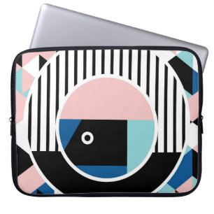 Housse Pour Ordinateur Portable Memphis design d'affiche abstrait. Marque géométri
