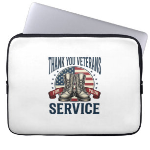 Housse Pour Ordinateur Portable Merci aux vétérans Bottes patriotiques Design vint