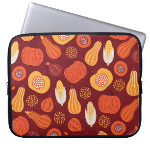 Housse Pour Ordinateur Portable Merci Citrouille Brown Motif sans Seamless.