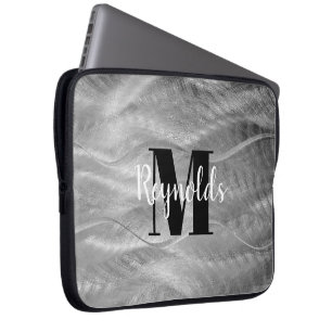 Housse Pour Ordinateur Portable Métal brossé argenté Abstrait Finition argent