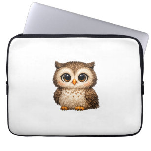 Housse Pour Ordinateur Portable Mignon Hibou Fluffy Gros Yeux Dessin Animé Art Num