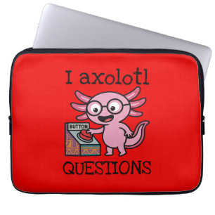 Housse Pour Ordinateur Portable Mignon Je me pose des questions de axolotl aztèque