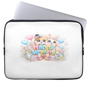 Housse Pour Ordinateur Portable Mignon Kawaii Couple Animaux Mariage Heureux Paste