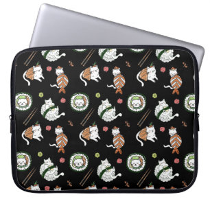 Housse Pour Ordinateur Portable Mignon motif de chat roulé sushi dessiné
