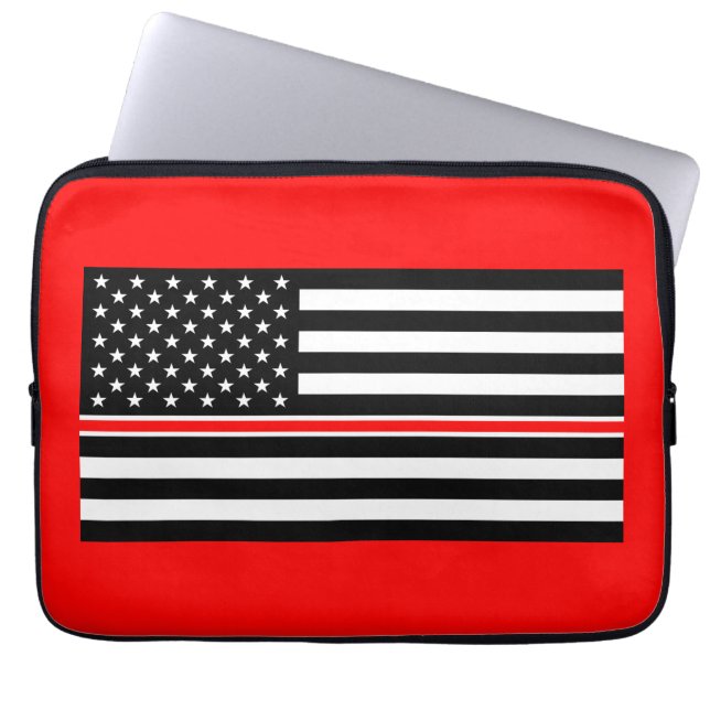Housse Pour Ordinateur Portable Mince Red Line Pompiers Héros Drapeau américain (Devant)