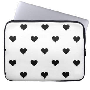 Housse Pour Ordinateur Portable Minimaliste Cœur Noir et Blanc Romantique et Chic