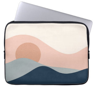 Housse Pour Ordinateur Portable Minimaliste Vague de coucher de soleil pêche gris 