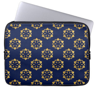 Housse Pour Ordinateur Portable Minuit Gold : Motif géométrique de luxe sur Deep B