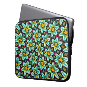Housse Pour Ordinateur Portable Modèle Floral Étoiles Vertes