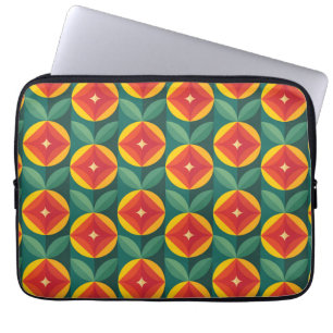 Housse Pour Ordinateur Portable Modèle Floral Orange Moderne Du Milieu Du Siècle