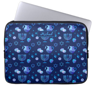 Housse Pour Ordinateur Portable Monogram, Hanoukka Jewish Holiday Ornate Motif